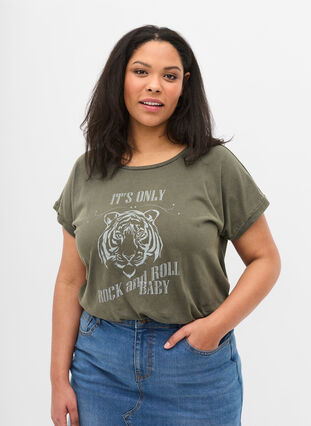 T-paita ekologista puuvillaa printillä, Ivy acid Lion as s, Model image number 0