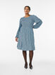 Mekko kuminauhallisella yl&auml;osalla ja pienikukkaisella kuosilla, Sininen, Model image number 1
