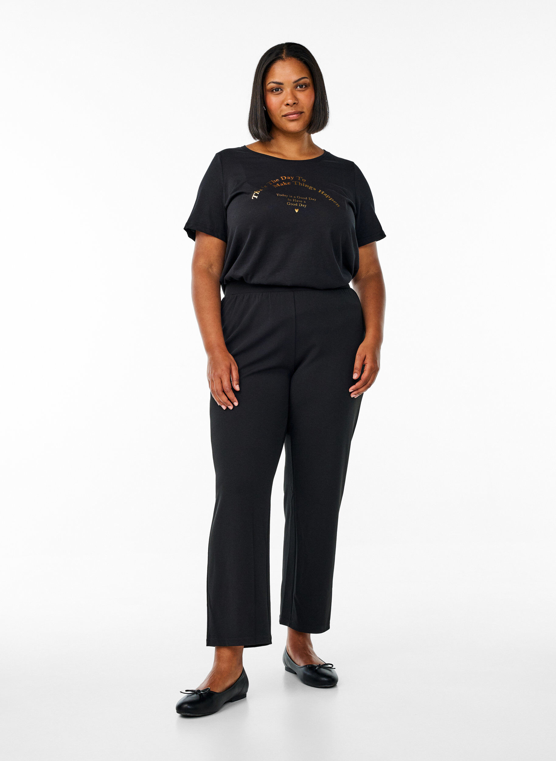 Zizzi FLASH - T-paita motiivilla, Musta, Model image number 1