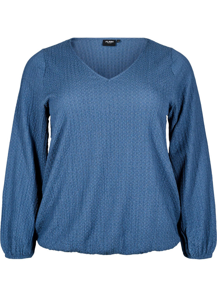 FLASH - Pusero tekstuurilla ja pitkät hihat, Sargasso Sea, Packshot image number 0