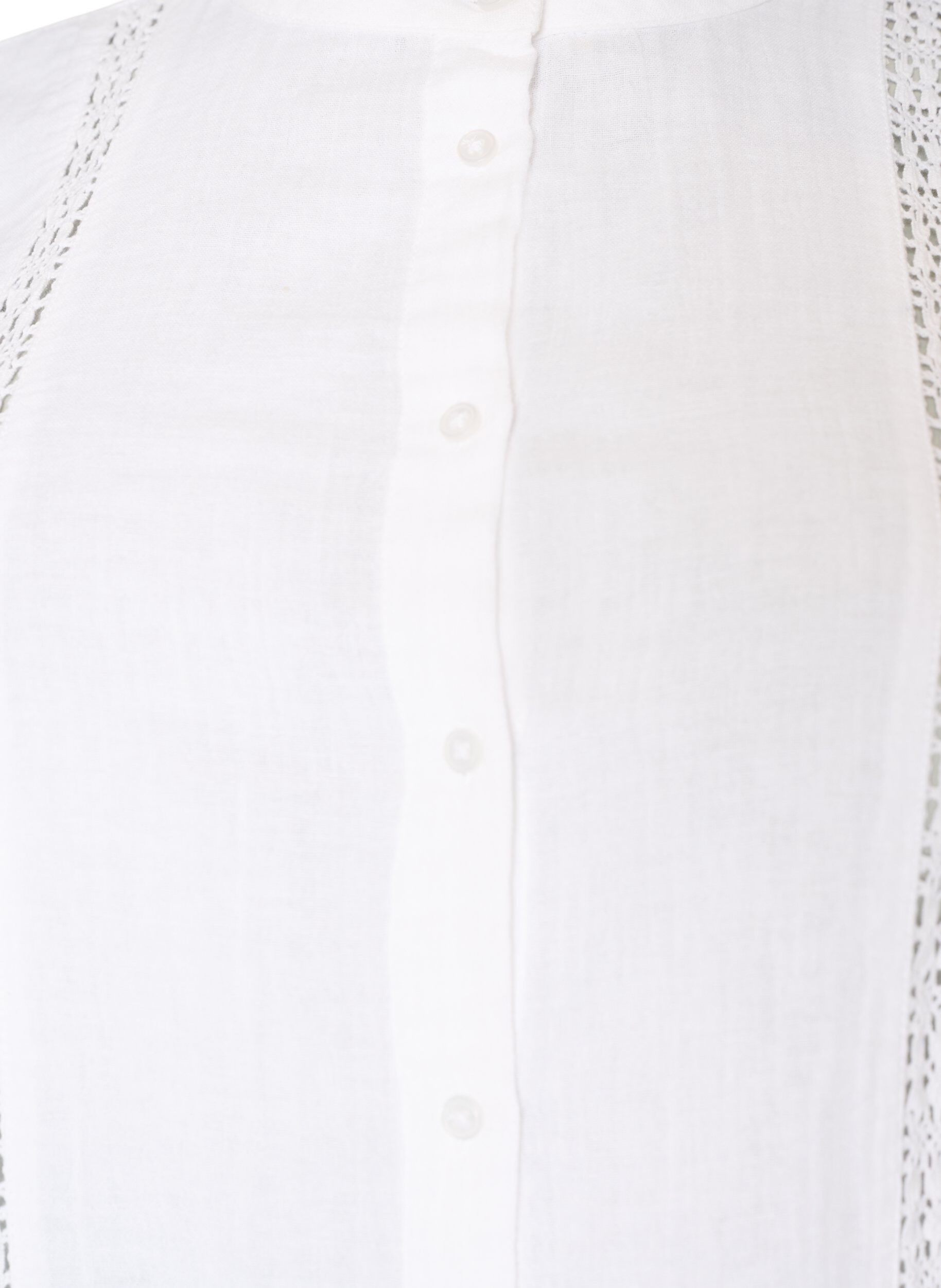 ZizziLyhythihainen puuvillamusliinipusero virkkausreunalla, Valkoinen, Packshot image number 2