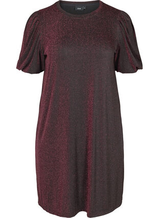 Kimaltava mekko lyhyillä pallohihoilla , Pink, Packshot image number 0