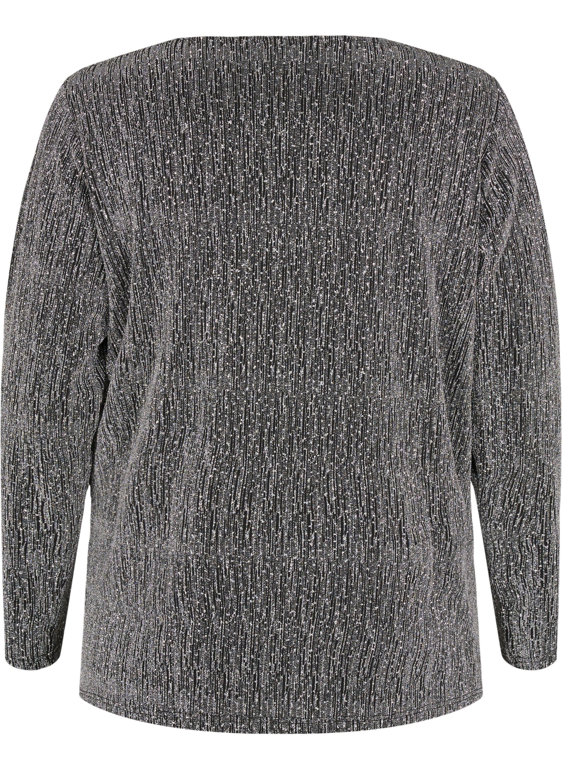 Zizzi Kietaisutyylinen glitter-juhlapaita, Musta, Packshot image number 1