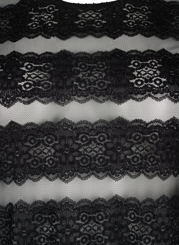 Läpinäkyvällä verkkokankaalla ja pitsillä koristeltu midimekko, Black, Packshot image number 2