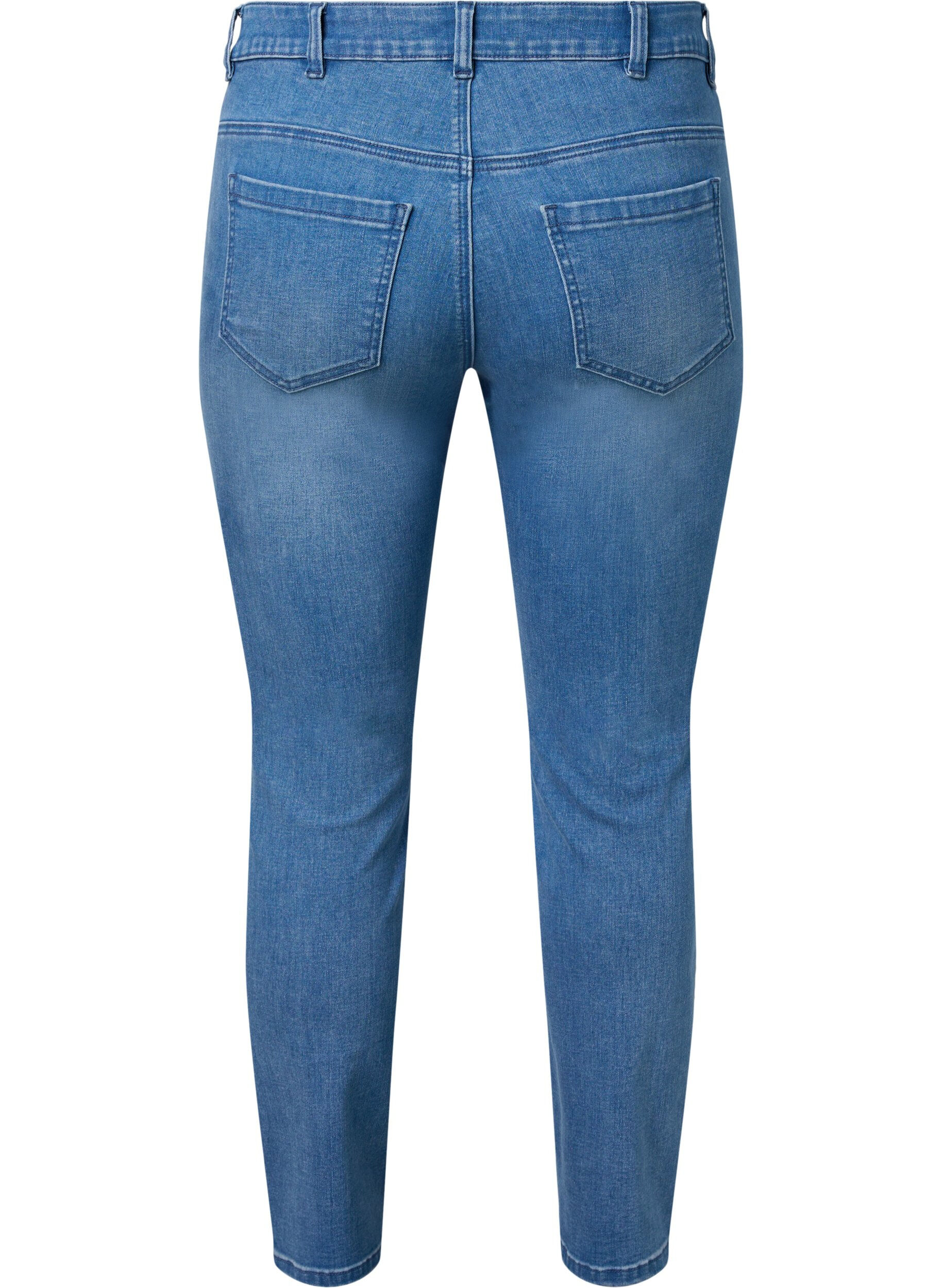 Zizzi Kropatut Emily farkut kirjailulla, Blue denim, Packshot image number 1