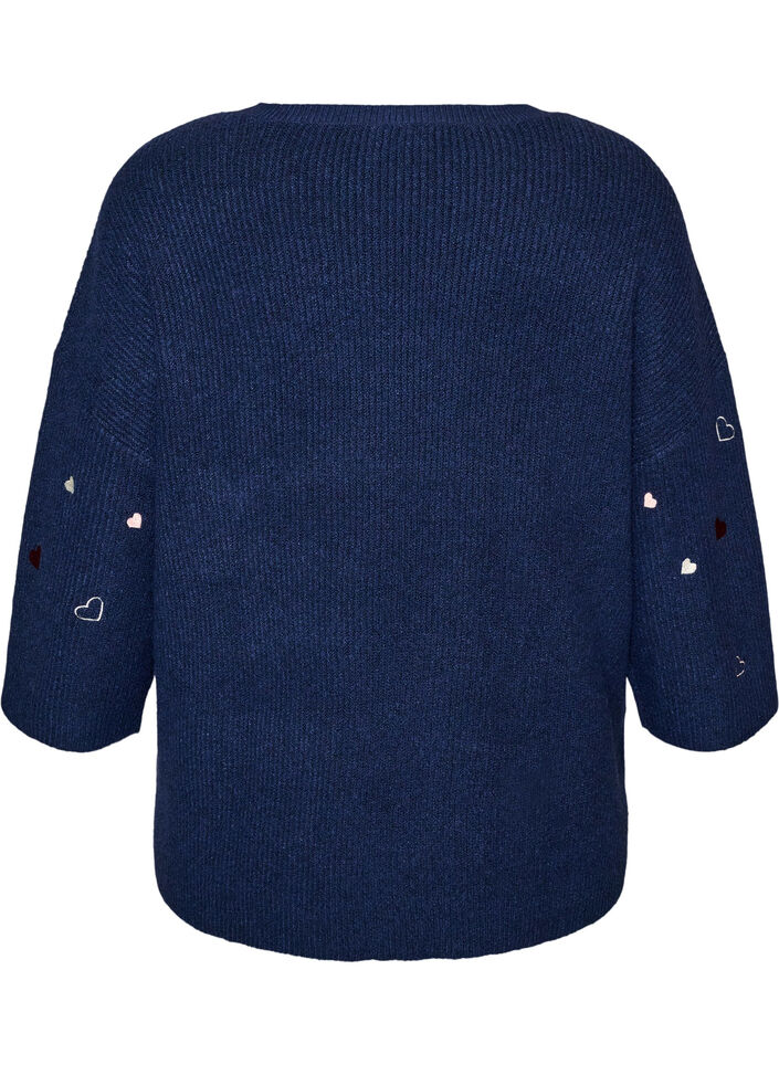 Neulepusero syd&auml;mill&auml; ja 3/4-hihoilla, Sininen, Packshot image number 1