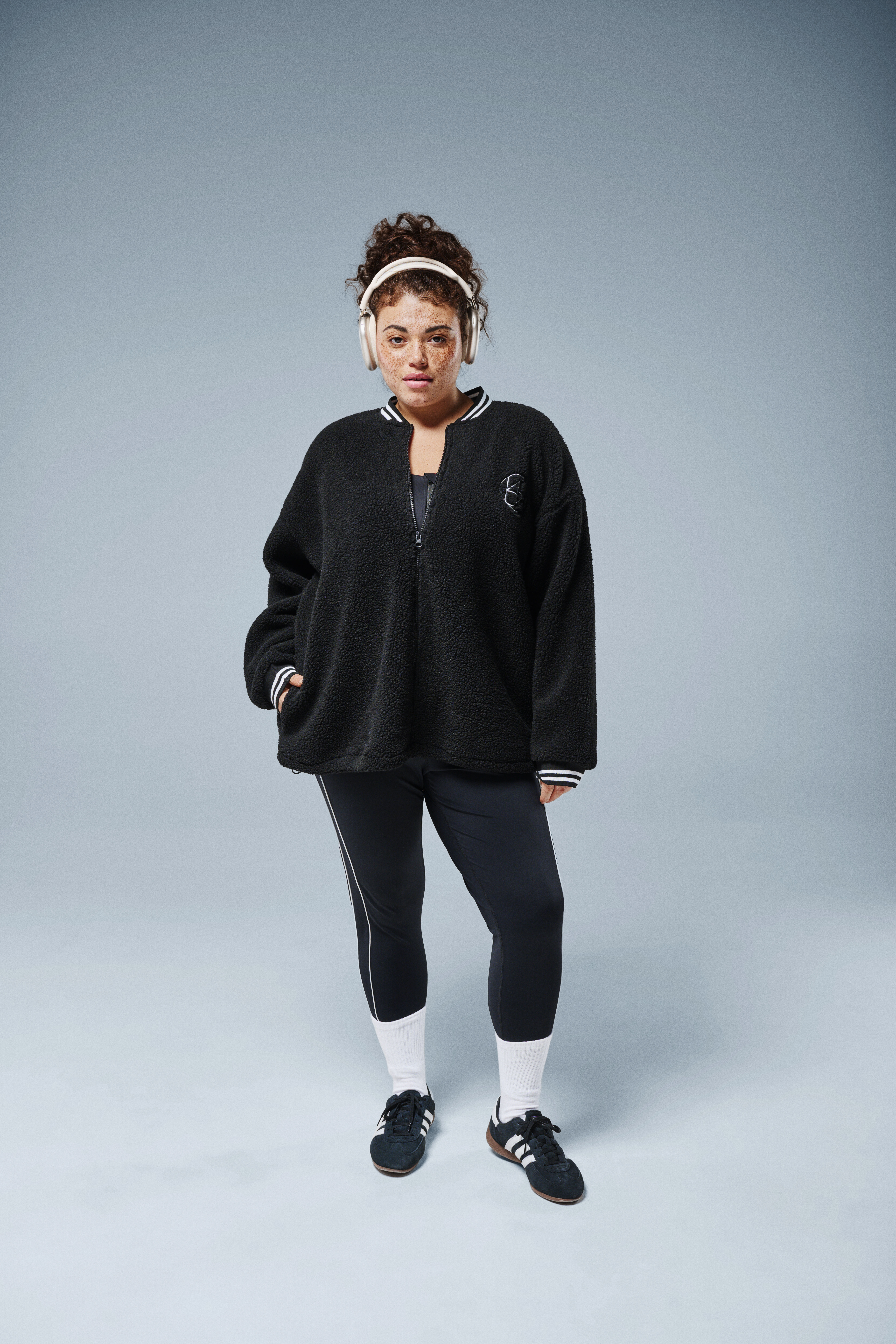 Teddyfleece-takki raidallisilla yksityiskohdilla, , Model