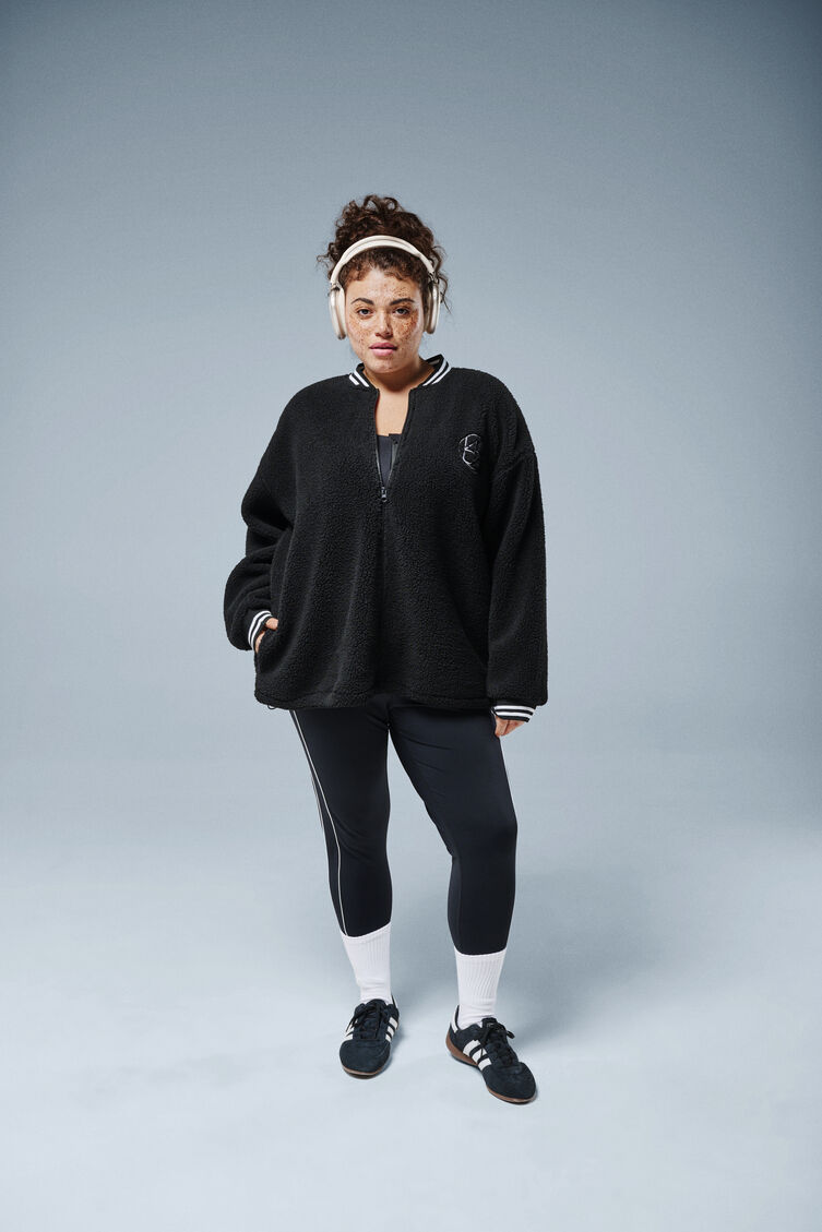 Teddyfleece-takki raidallisilla yksityiskohdilla, , Model