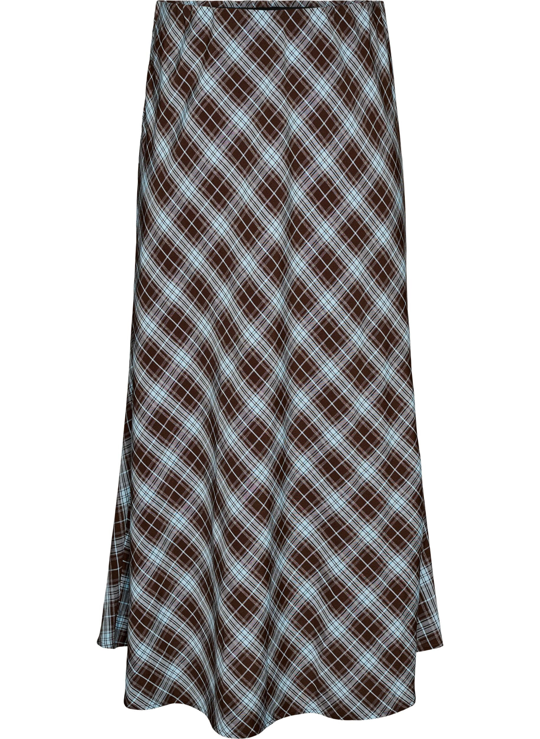 ZizziRuudullinen A-linjainen maksihame, Sininen, Packshot image number 0