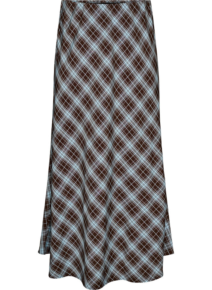 Ruudullinen A-linjainen maksihame, Sininen, Packshot image number 0