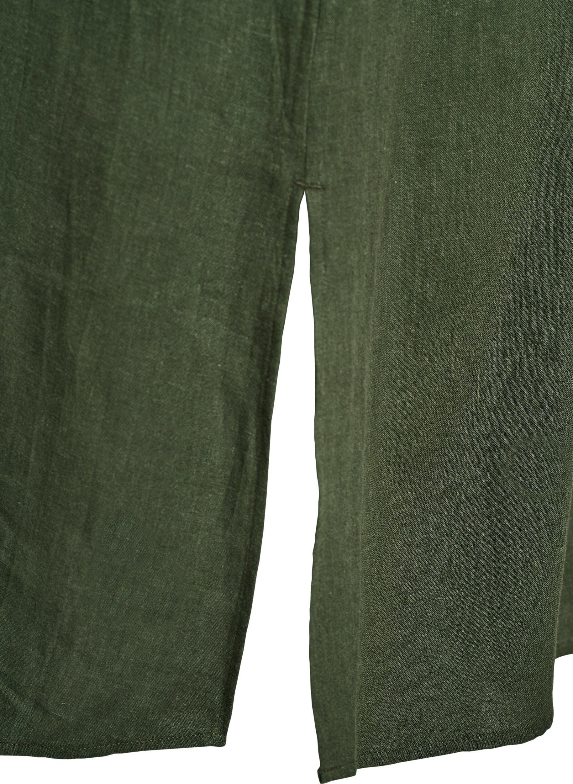 Zizzi Paitamekko pellava-viskoosisekoitteesta lyhyill&auml; hihoilla, Vihre&auml;, Packshot image number 3