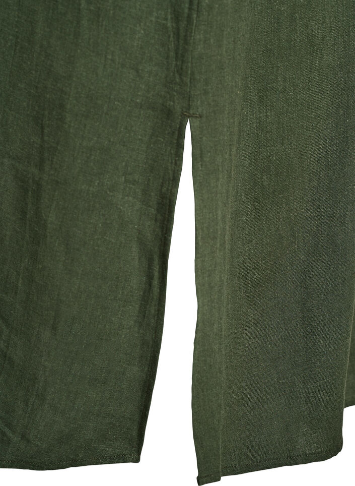 Paitamekko pellava-viskoosisekoitteesta lyhyill&auml; hihoilla, Vihre&auml;, Packshot image number 3