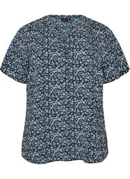 Pusero lyhyill&auml; hihoilla ja v-p&auml;&auml;ntiell&auml;, Sininen