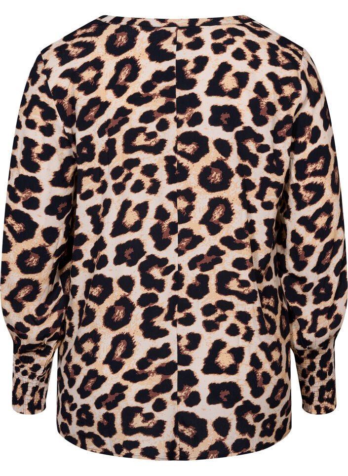 Viskoosipusero kuosilla ja snokkirypytyksellä, Leo AOP, Packshot image number 1