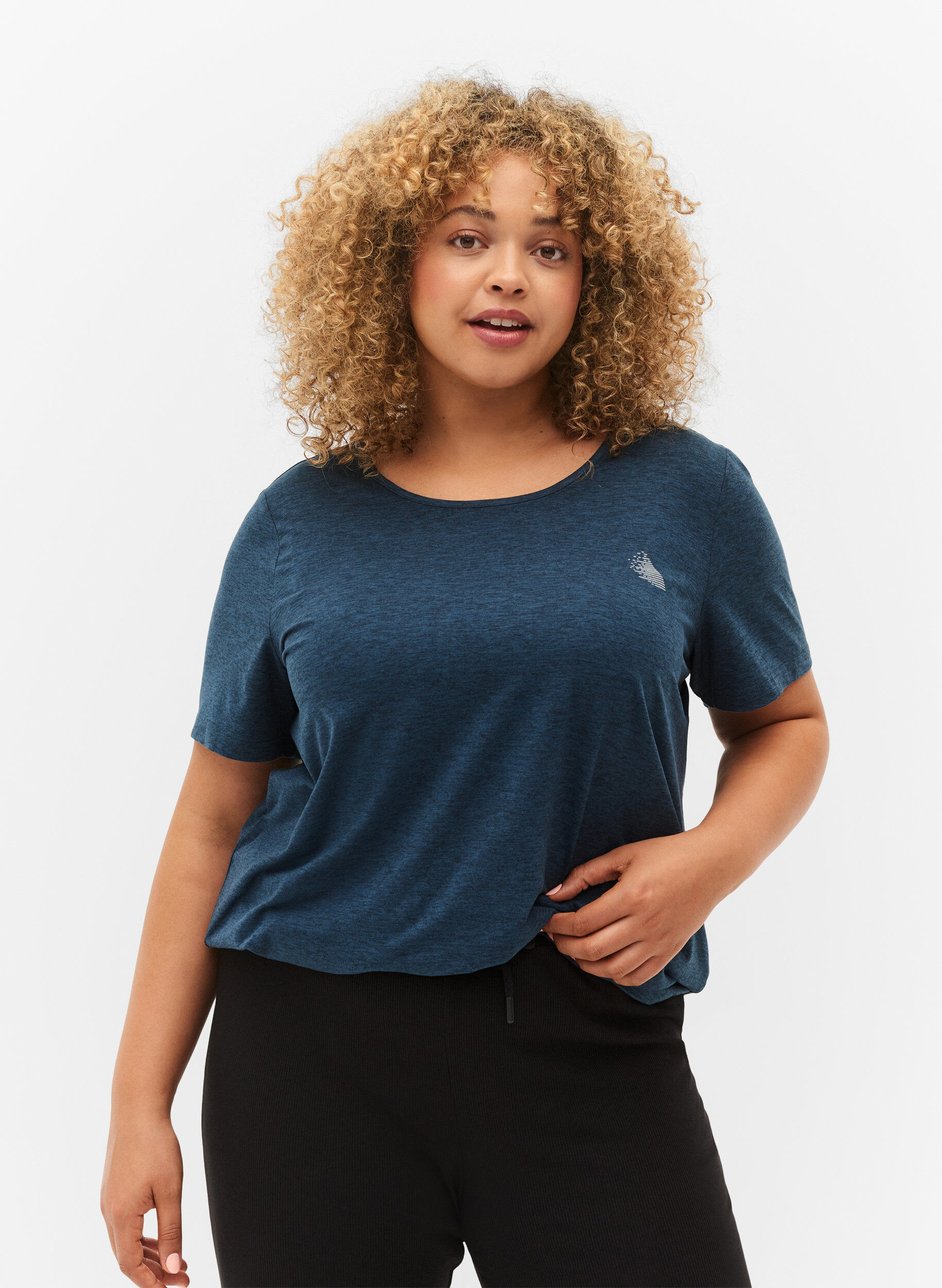 Zizzi Meleerattu treeni t-paita py&ouml;re&auml;ll&auml; p&auml;&auml;ntiell&auml;, Night Sky Mel., Model image number 0