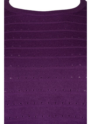 Tekstuurikuvioitu neulepusero pyöreällä pääntiellä, Amaranth Purple, Packshot image number 2