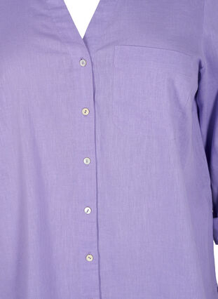 Paitapusero napituskiinnityksellä puuvilla-pellavasekoitteesta, Lavender, Packshot image number 2