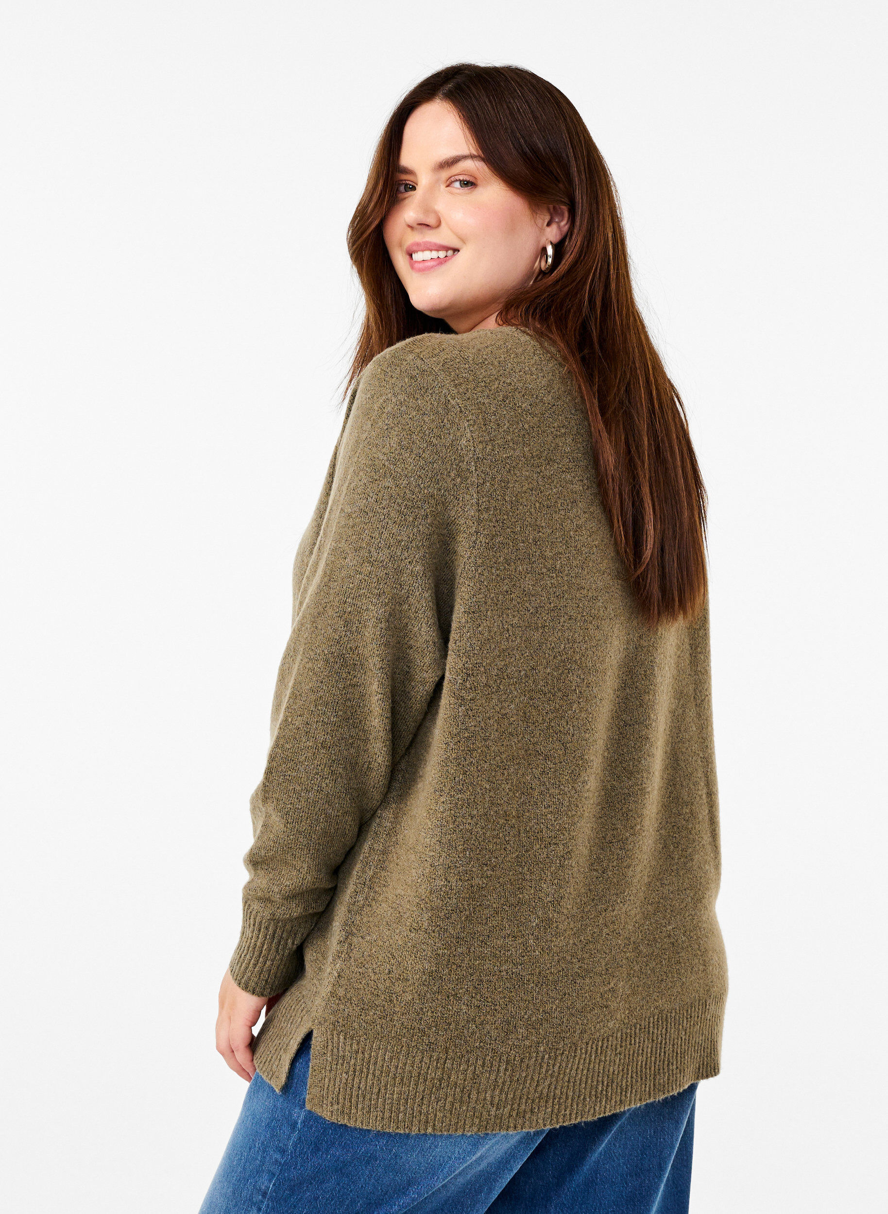 Zizzi Neulepusero, jossa on V-p&auml;&auml;ntie., Dusky G. Black Mel., Model image number 1