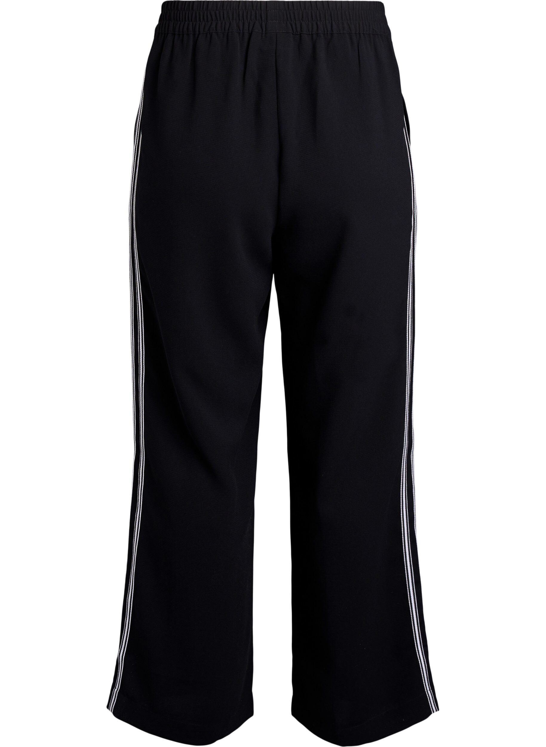 Zizzi Suorat housut raidallisilla yksityiskohdilla, Musta, Packshot image number 1