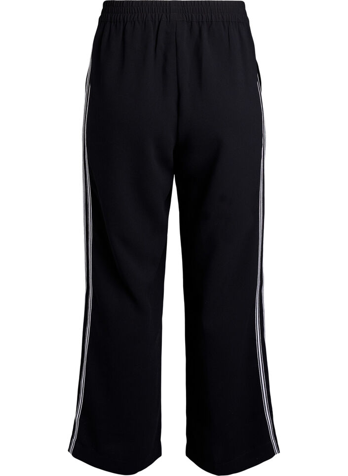 Suorat housut raidallisilla yksityiskohdilla, Musta, Packshot image number 1