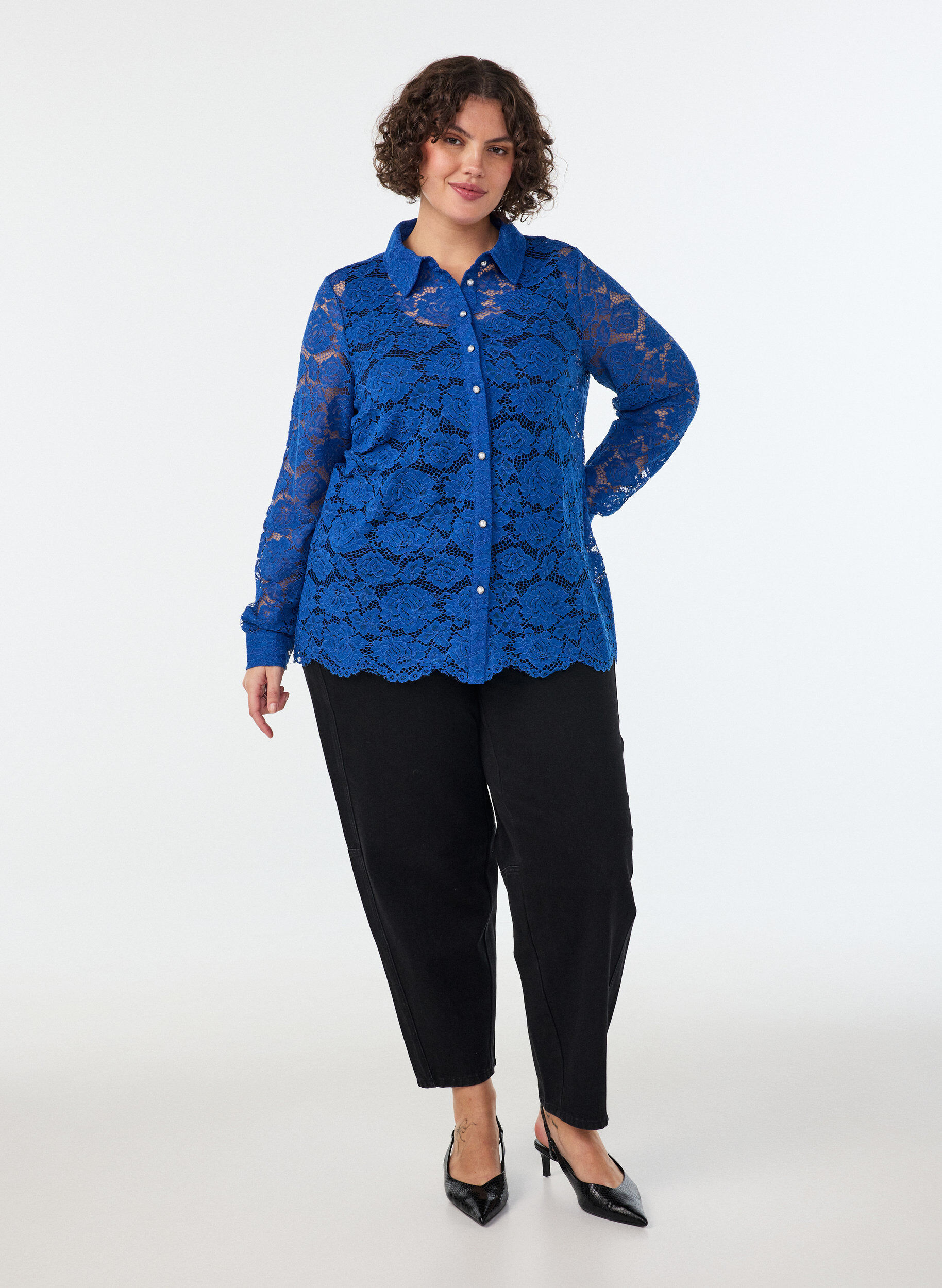 ZizziPitsipaita helmi&auml;isnapeilla, Sininen, Model image number 1