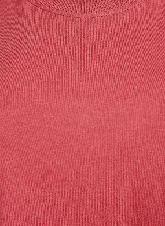 Puuvillainen perus-T-paita, jossa on py&ouml;re&auml; kaula-aukko, Punainen, Packshot image number 2
