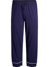 Puuvillaiset pyjamahousut korkealla vy&ouml;t&auml;r&ouml;ll&auml;, Sininen