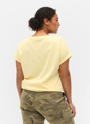 Meleerattu t-paita puuvillasta, Pale Banana Melange, Model image number 1