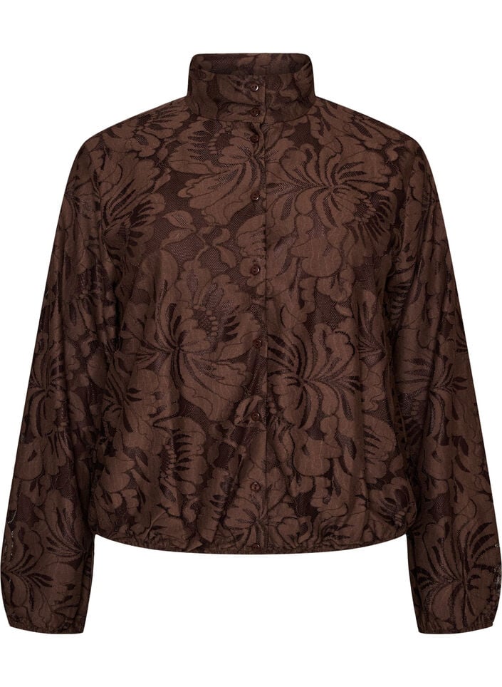Bombertakki kukkakuvioisella jacquard-kuosilla, Ruskea, Packshot image number 0