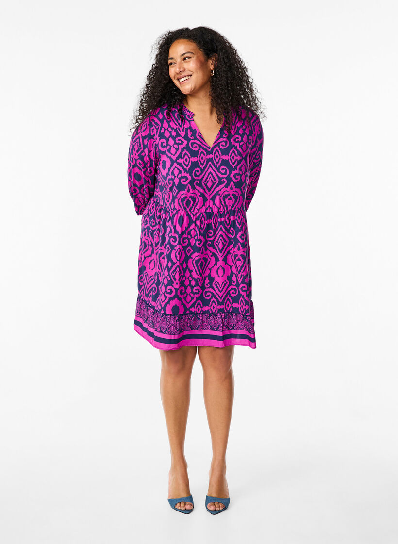 Lyhyt painokuvioitu A-linjainen mekko, Night Sky AOP, Model image number 2