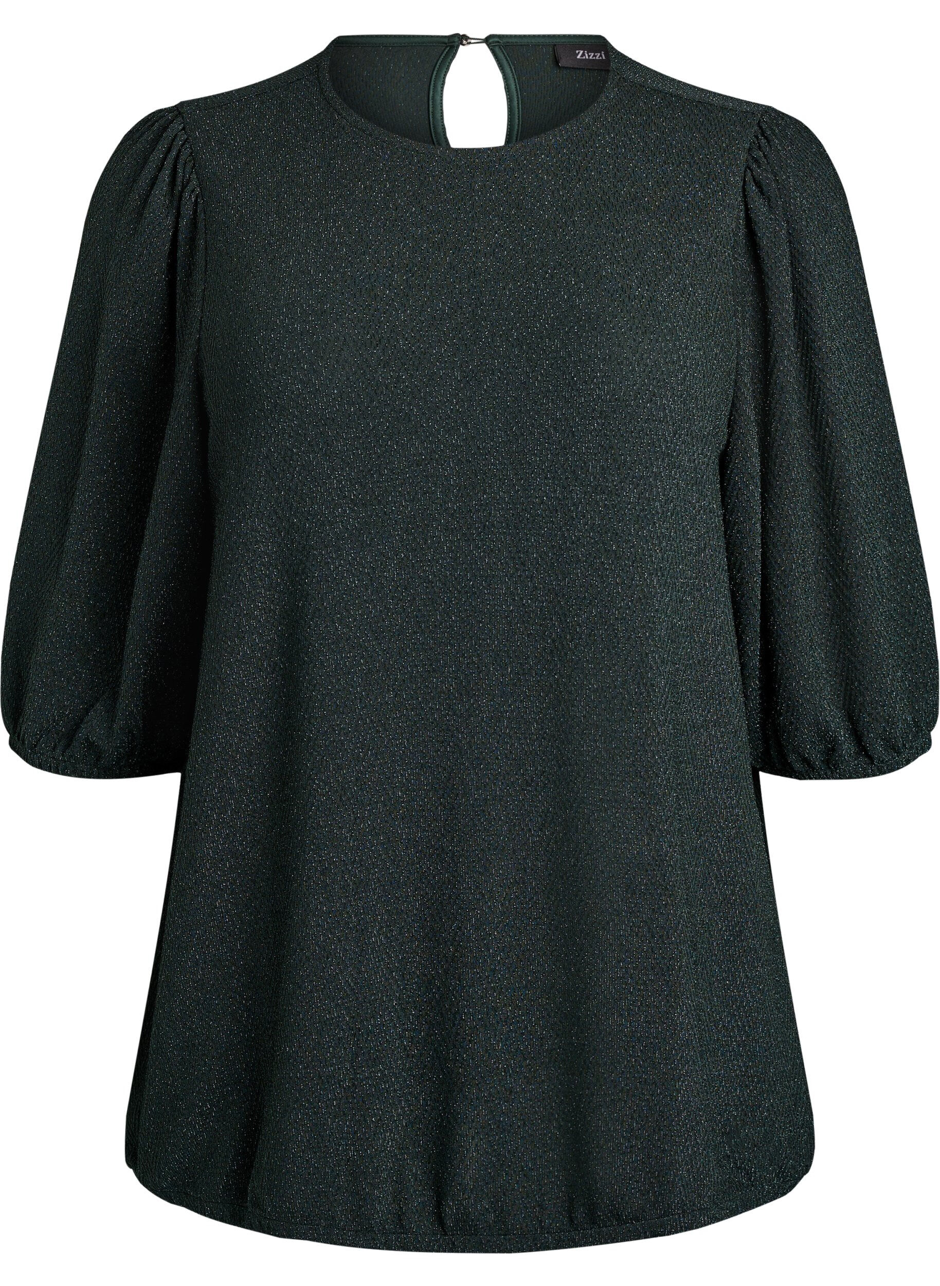 Paljettipusero glitterkuviolla ja 3/4-hihoilla