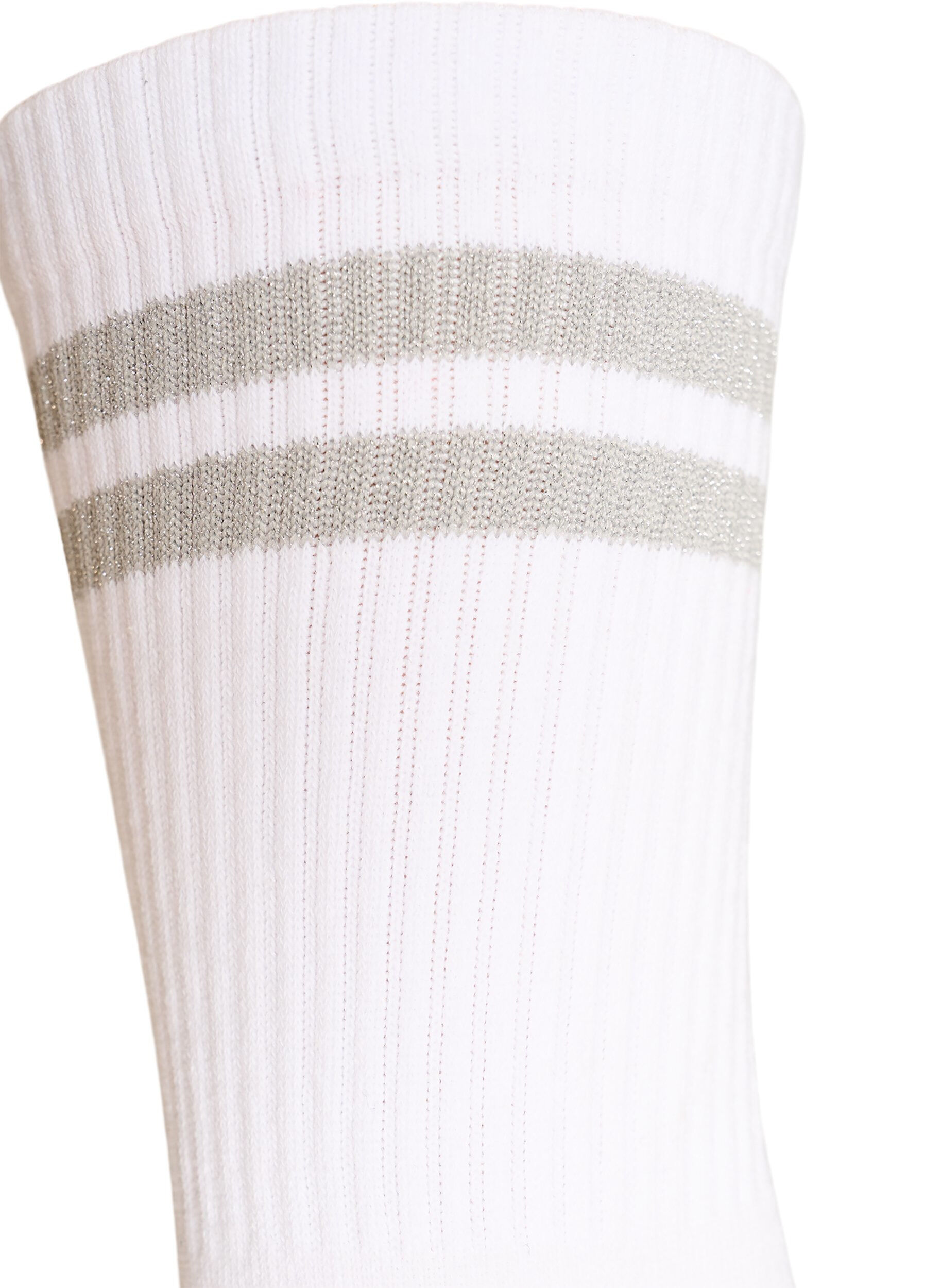 ZizziRaidalliset puuvillasukat, Valkoinen, Packshot image number 2