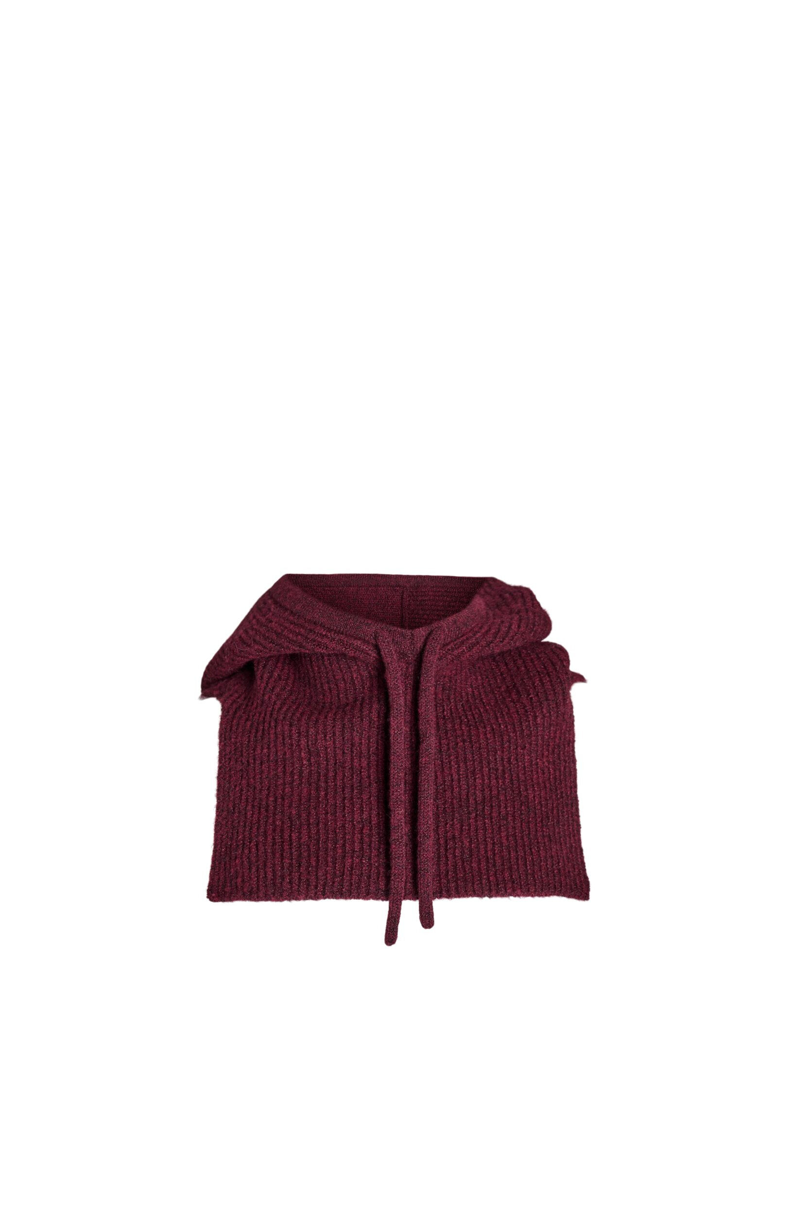 Zizzi Neulottu balaclava, jossa on kiristysnauhat, Tumma Bordeaux, Packshot image number 3