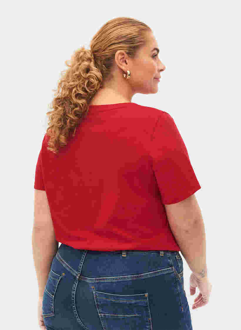 2 perus t-paitaa puuvillasta, Tango Red/Black, Model image number 1