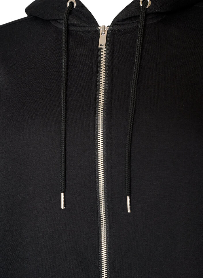 Pitk&auml; huppari vetoketjulla ja taskuilla, Musta, Packshot image number 2