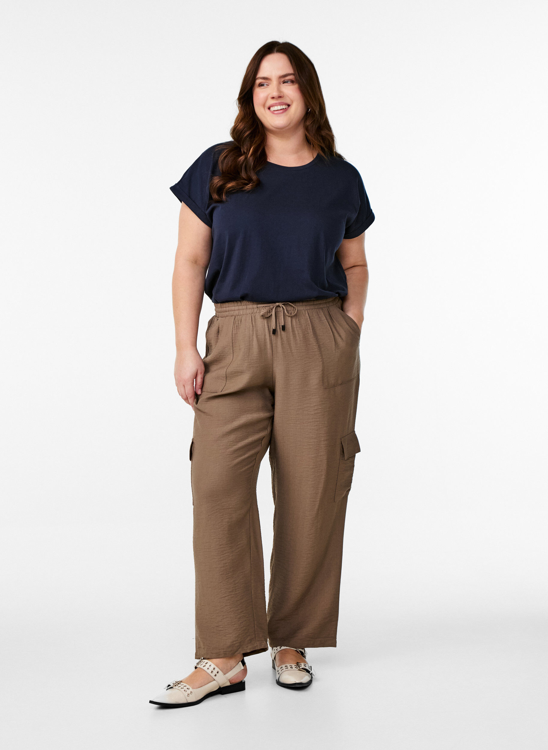 Zizzi Lyhythihainen puuvillasekoite t-paita, Sininen, Model image number 1