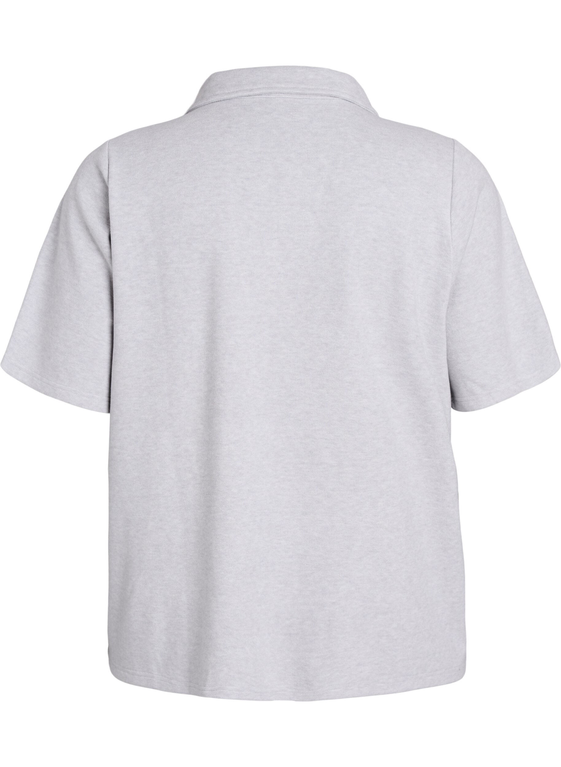 Zizzi Jersey-paita kauluksilla ja lyhyill&auml; hihoilla, Harmaa, Packshot image number 1