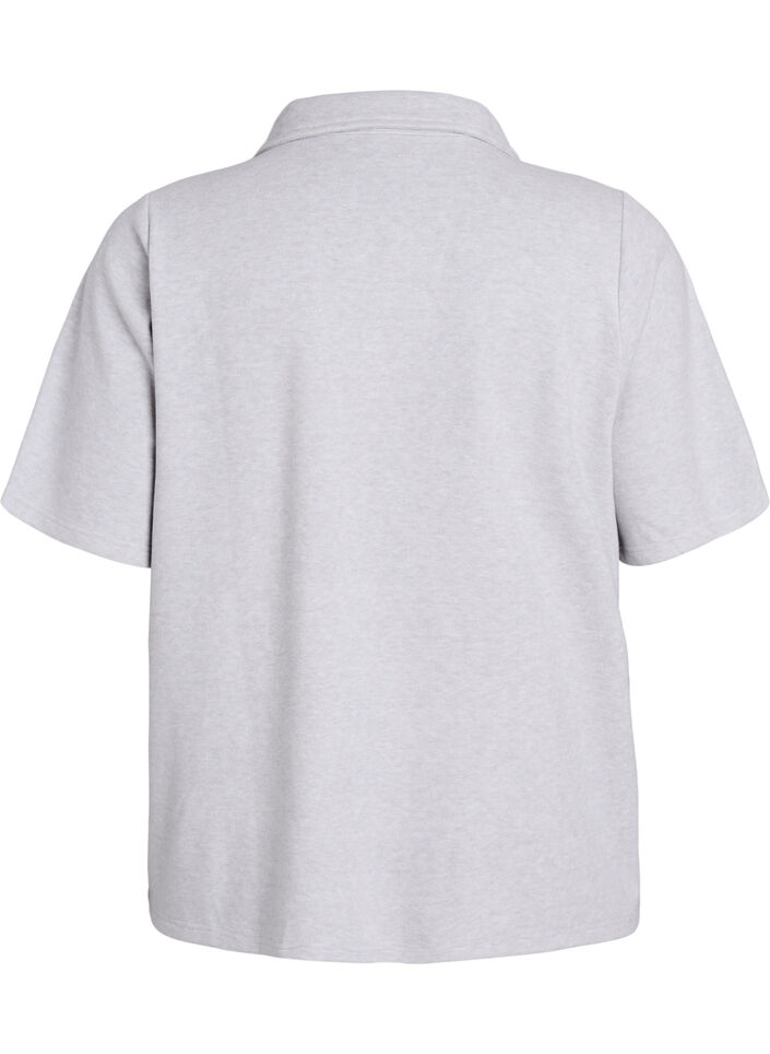 Jersey-paita kauluksilla ja lyhyillä hihoilla, Harmaa, Packshot image number 1