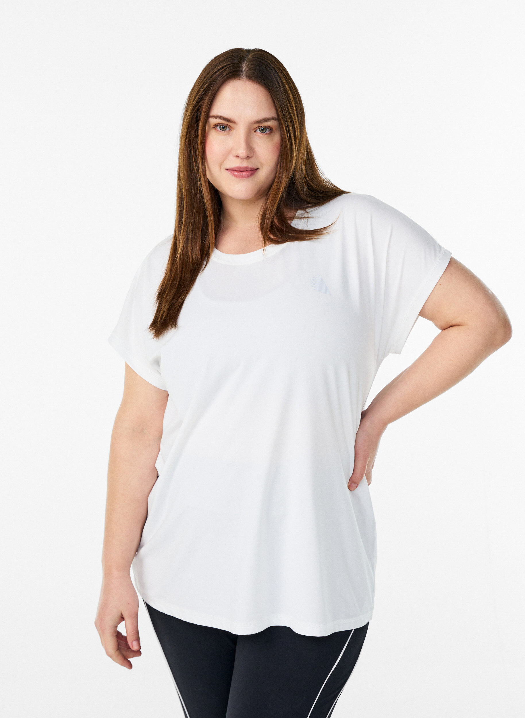 Yksiv&auml;rinen treeni-T-paita, Valkoinen, Model