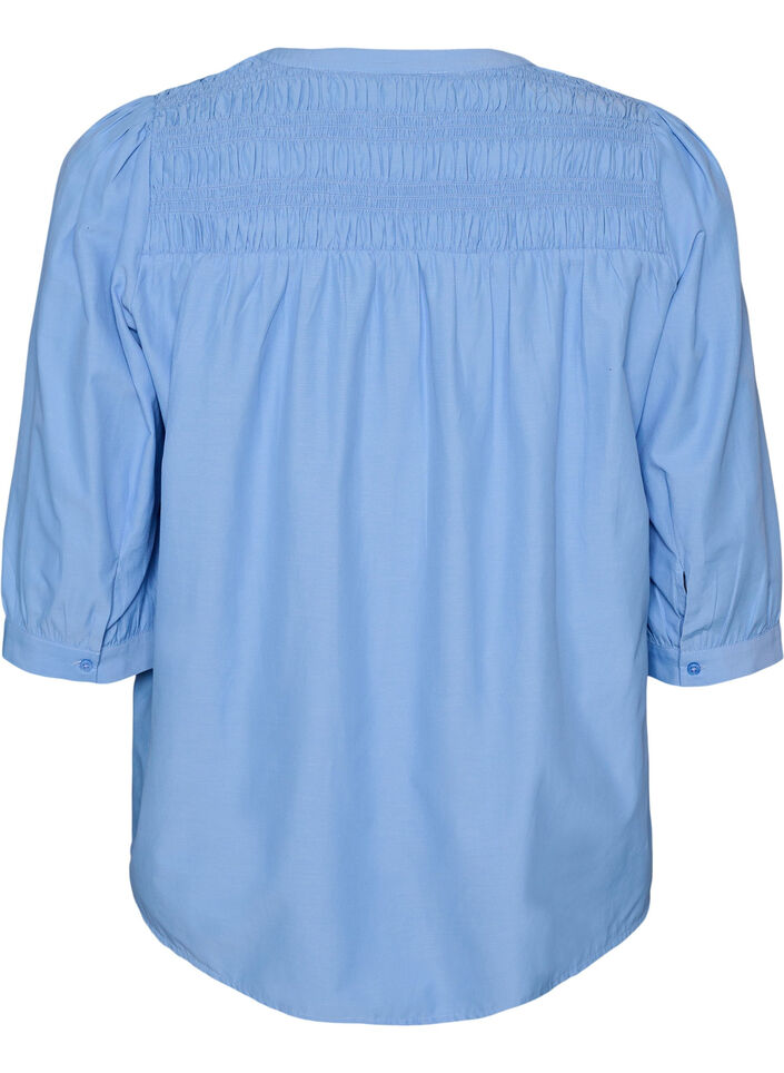 Pusero smockilla ja 3/4-hihoilla, Sininen, Packshot image number 1