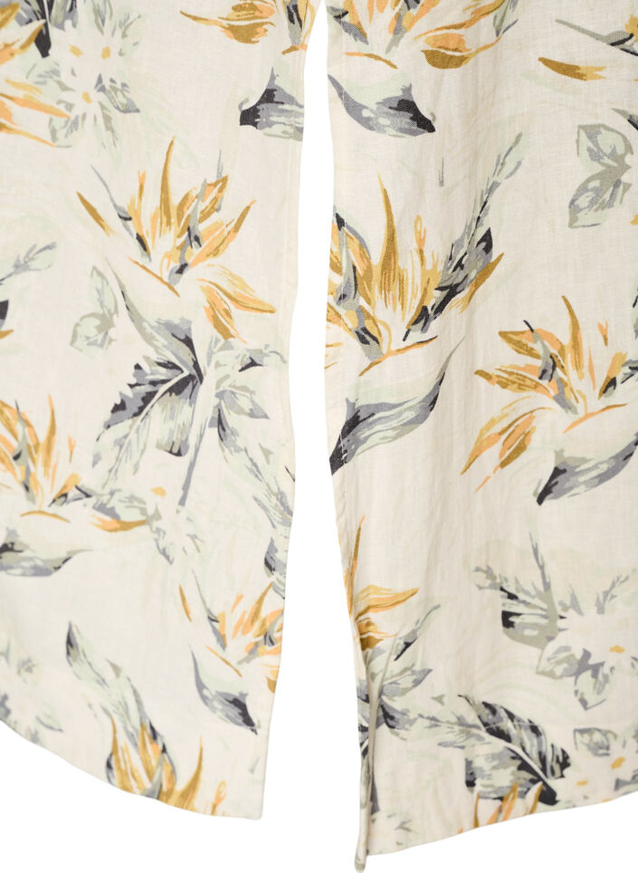 Midimekko pellavasta ja viskoosista 1/2-hihoilla, Valkoinen, Packshot image number 3