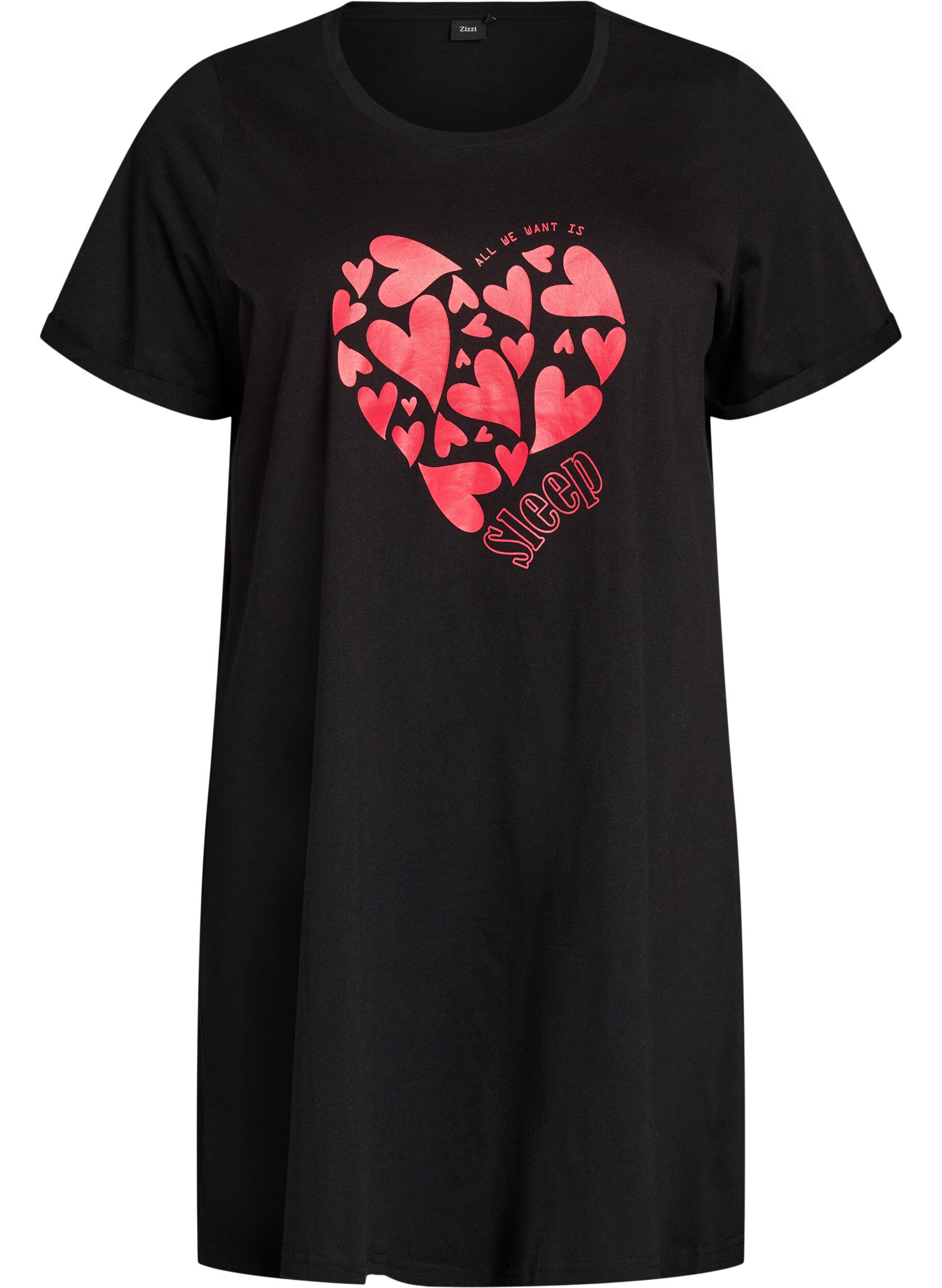 Zizzi Lyhythihainen y&ouml;paita luomupuuvillaa, Musta, Packshot image number 0