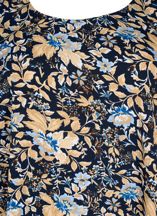 FLASH - Pusero lyhyillä hihoilla ja kuosilla, Brown Blue Flower, Packshot image number 2