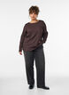 Jerseypusero aaltoilevalla tekstuurilla, Ruskea, Model image number 1