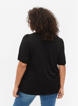 Puuvillainen t-paita 2/4-hihoilla, Black, Model image number 1