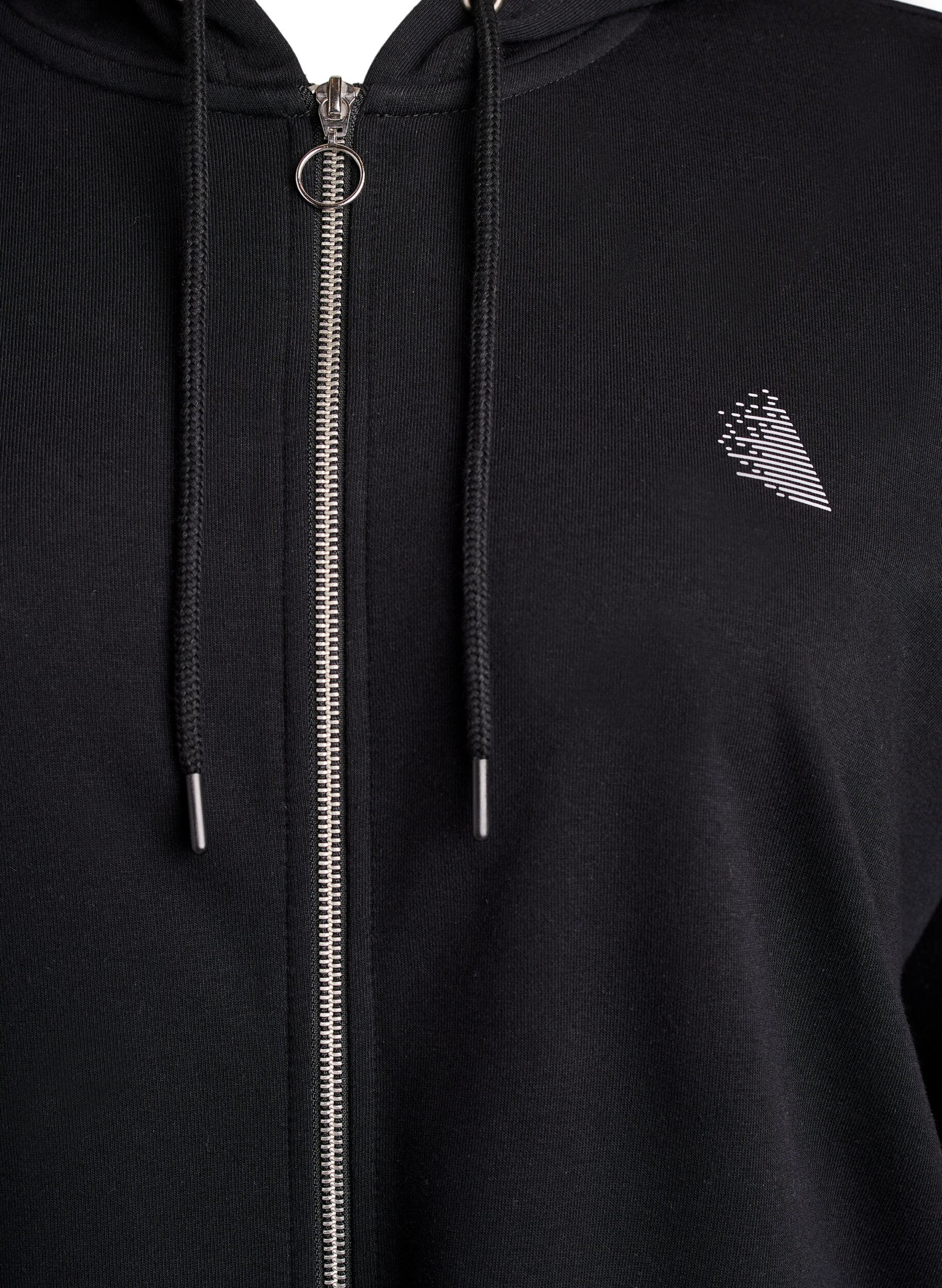 Zizzi Pitk&auml; swetarineuletakki printtiyksityiskohdilla, Musta, Packshot image number 2