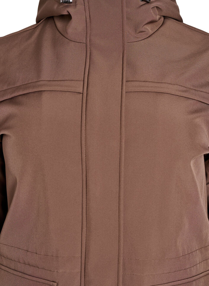 Vett&auml; hylkiv&auml; softshell-takki, jossa on tikattu vuori, Ruskea, Packshot image number 2