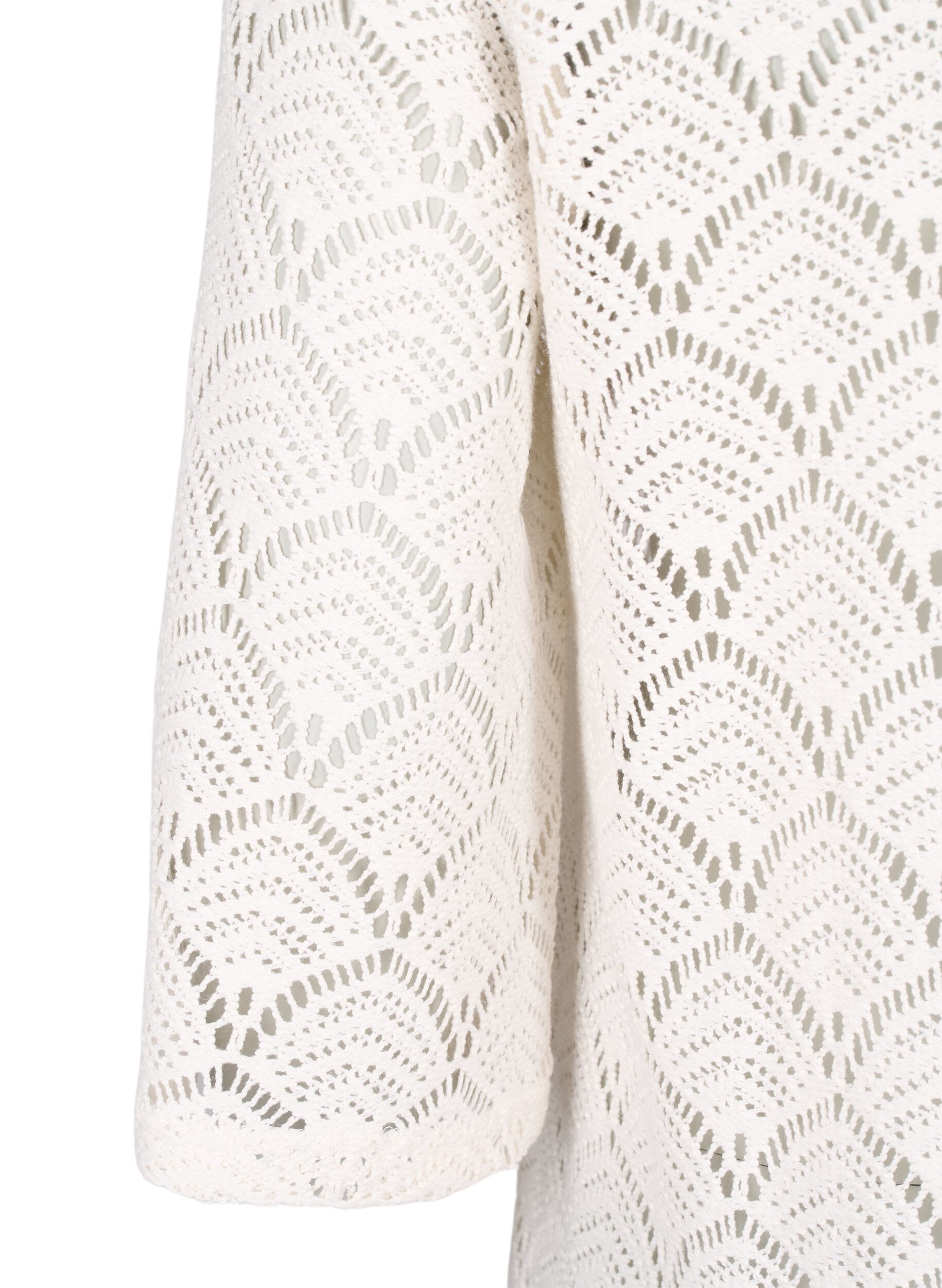 Zizzi Virkattu Pusero, jossa 3/4-hihat, Sandshell, Packshot image number 3