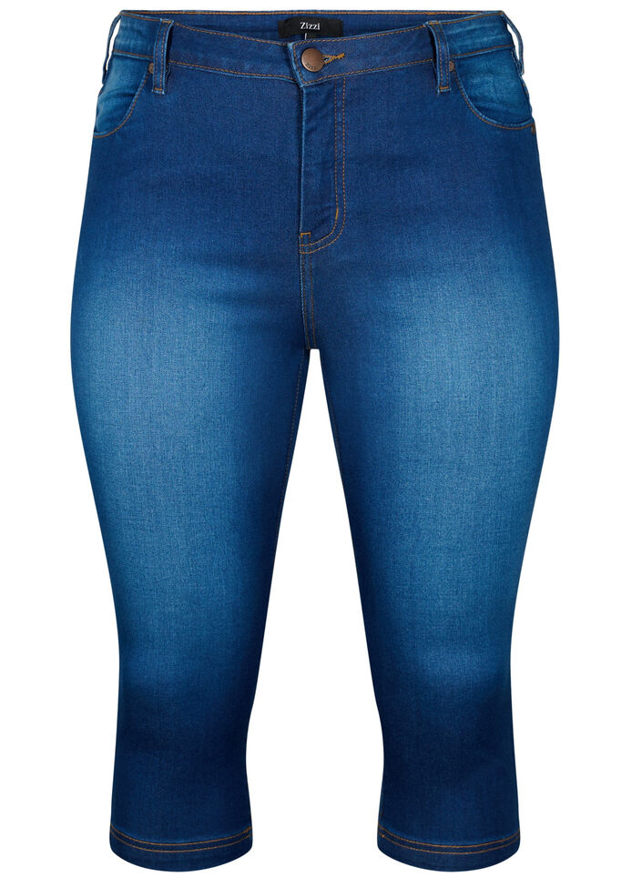 Korkeavy&ouml;t&auml;r&ouml;iset Amy-farkkucaprit super slim fit, Sininen, Packshot image number 0