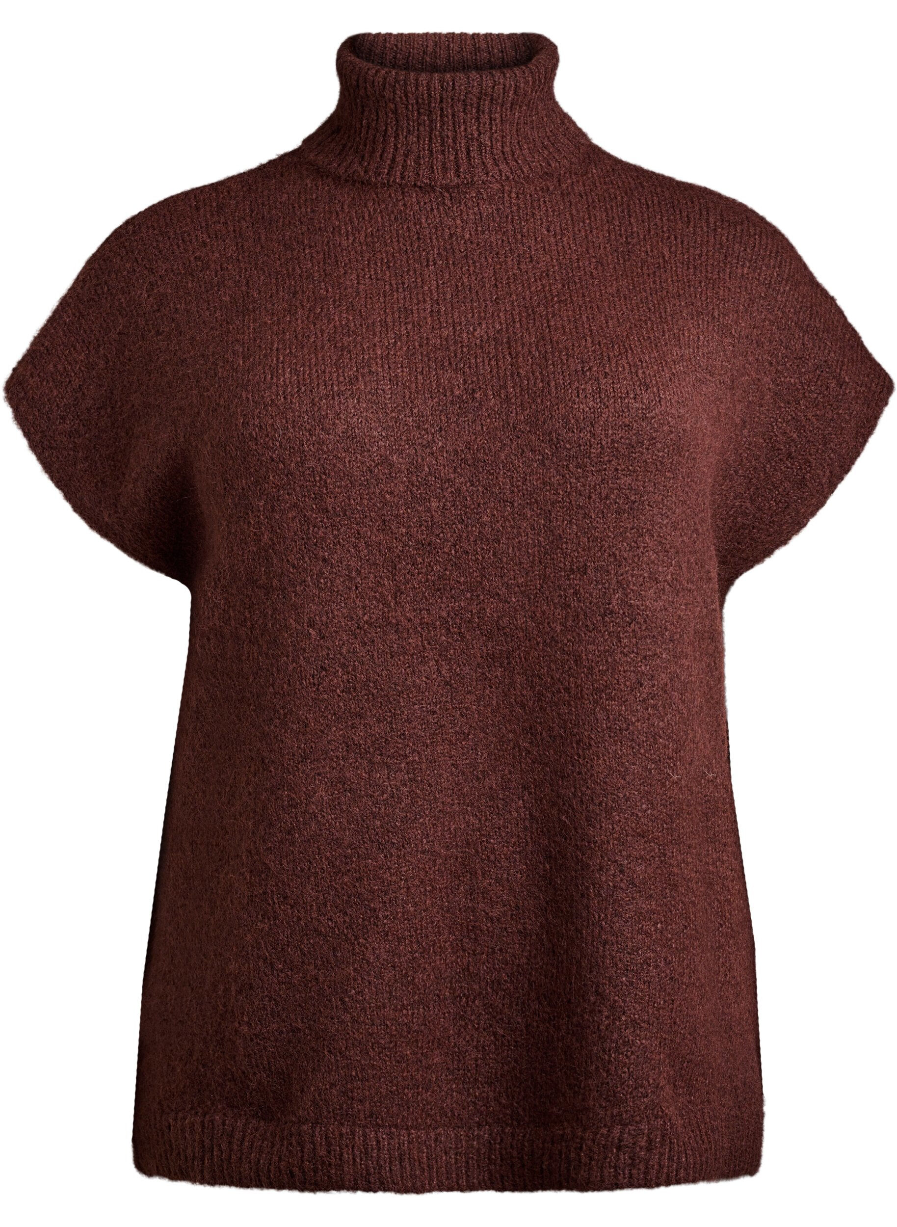 Zizzi Hihaton neuleliivi poolokauluksella, Ruskea, Packshot image number 0